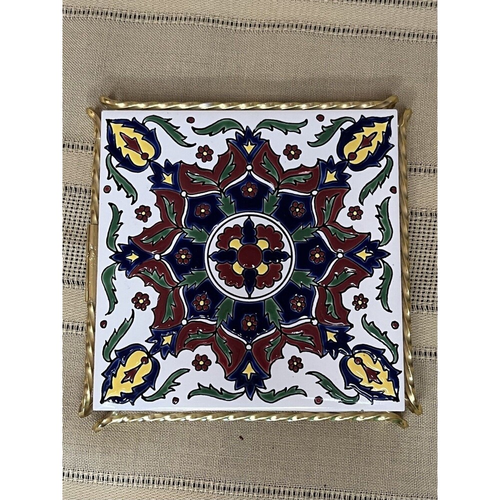 Greek Tile Handmade By Nassos Keramik Paradisi Rodos Hellas With Holder